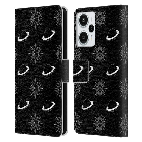 Haroulita Celestial Black And White Planet And Sun Leather Book Wallet Case Cover For Xiaomi Redmi Note 12T