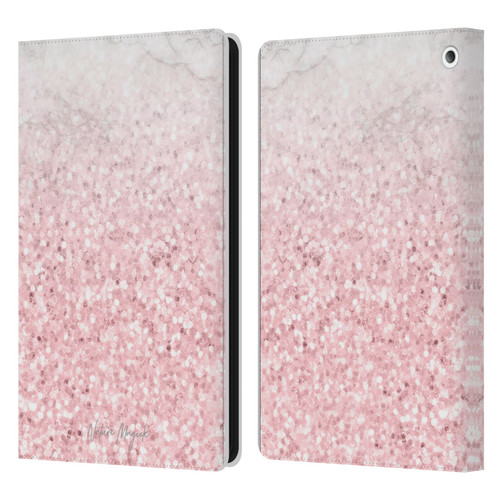 Nature Magick Rose Gold Marble Glitter Pink Sparkle 2 Leather Book Wallet Case Cover For Amazon Fire HD 8/Fire HD 8 Plus 2020