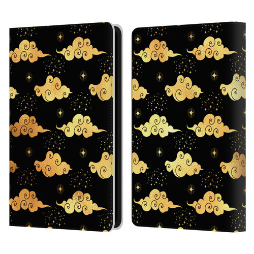 Haroulita Celestial Gold Cloud And Star Leather Book Wallet Case Cover For Amazon Kindle Paperwhite 5 (2021)