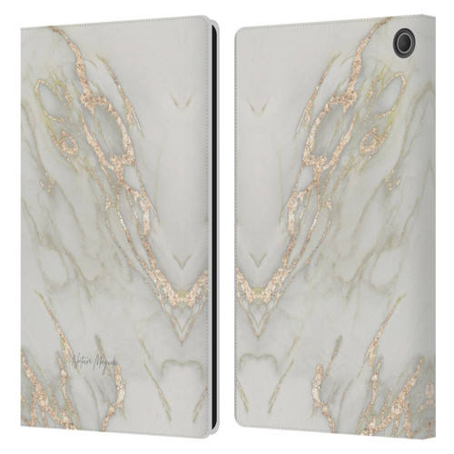 Nature Magick Marble Metallics Gold Leather Book Wallet Case Cover For Amazon Fire Max 11 2023