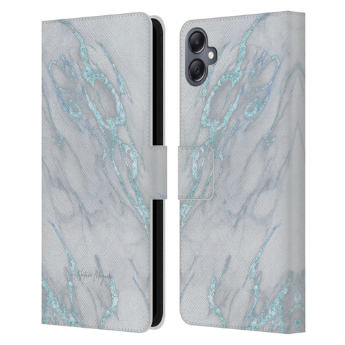 Nature Magick Marble Metallics Blue Leather Book Wallet Case Cover For Samsung Galaxy A05