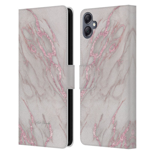 Nature Magick Marble Metallics Pink Leather Book Wallet Case Cover For Samsung Galaxy A05