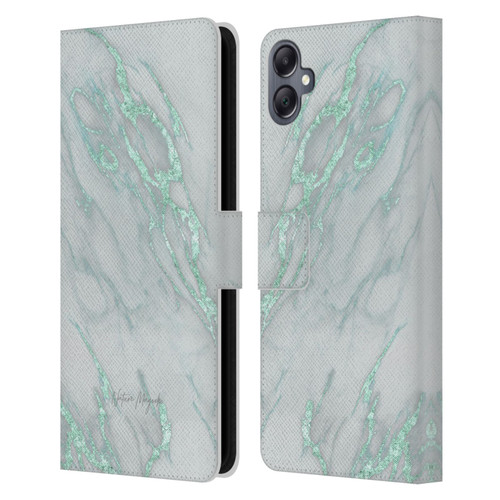 Nature Magick Marble Metallics Teal Leather Book Wallet Case Cover For Samsung Galaxy A05