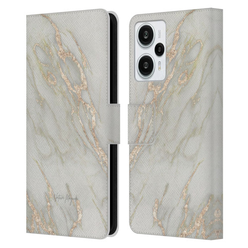 Nature Magick Marble Metallics Gold Leather Book Wallet Case Cover For Xiaomi Redmi Note 12T