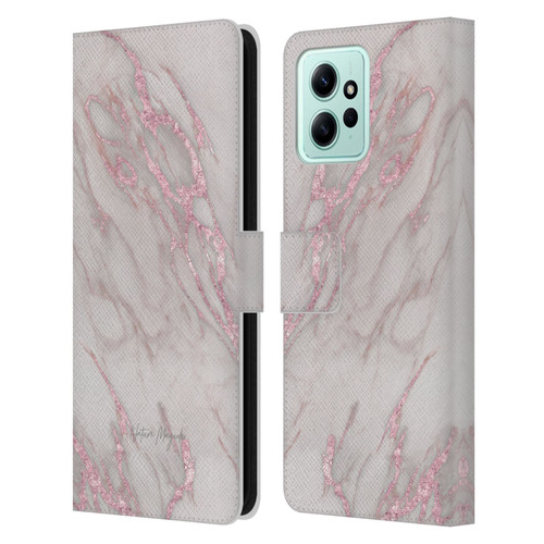 Nature Magick Marble Metallics Pink Leather Book Wallet Case Cover For Xiaomi Redmi 12