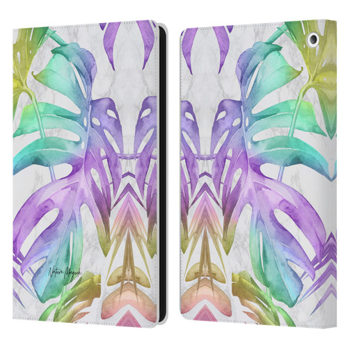 Nature Magick Tropical Palm Leaves On Marble Rainbow Leaf Leather Book Wallet Case Cover For Amazon Fire HD 8/Fire HD 8 Plus 2020