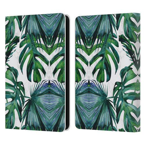Nature Magick Tropical Palm Leaves On Marble Green Tropics Leather Book Wallet Case Cover For Amazon Kindle 11th Gen 6in 2022