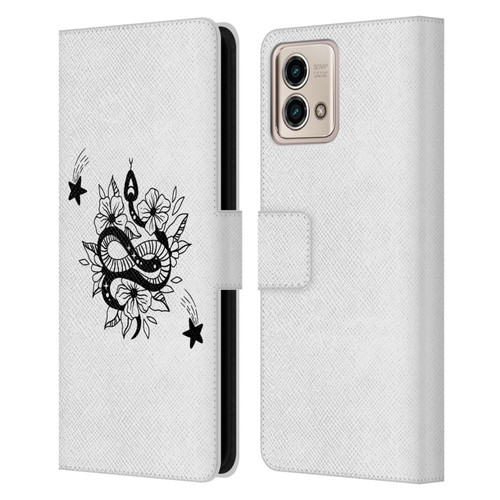 Haroulita Celestial Tattoo Snake And Flower Leather Book Wallet Case Cover For Motorola Moto G Stylus 5G 2023