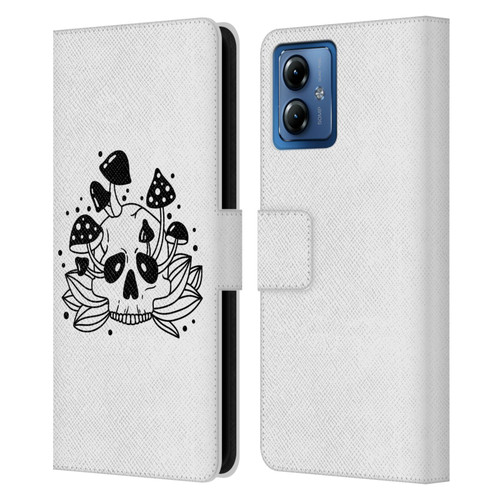 Haroulita Celestial Tattoo Skull Leather Book Wallet Case Cover For Motorola Moto G14