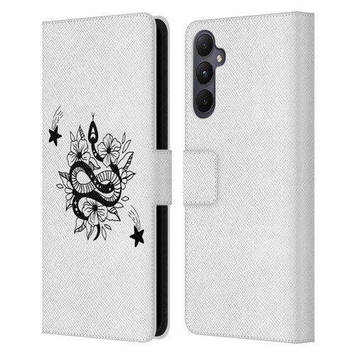 Haroulita Celestial Tattoo Snake And Flower Leather Book Wallet Case Cover For Samsung Galaxy A05s