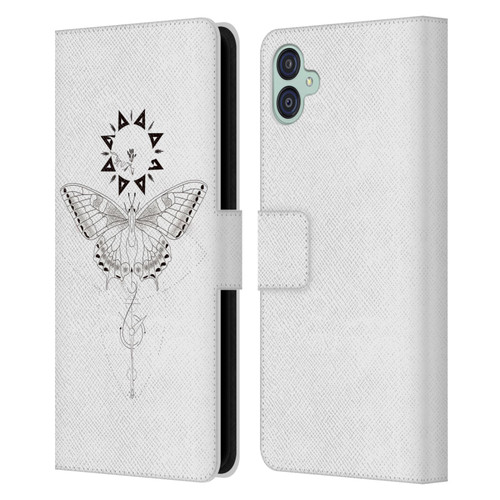 Haroulita Celestial Tattoo Butterfly And Sun Leather Book Wallet Case Cover For Samsung Galaxy M04 5G / A04e