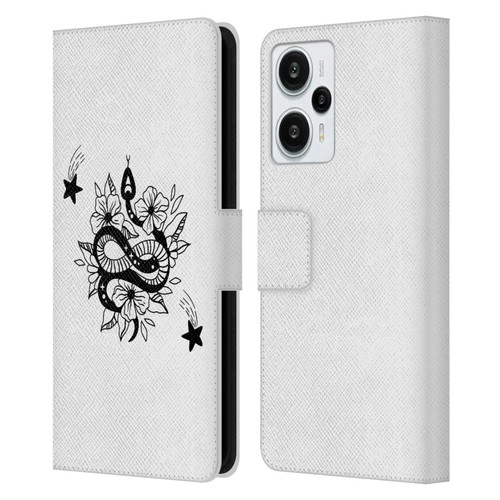 Haroulita Celestial Tattoo Snake And Flower Leather Book Wallet Case Cover For Xiaomi Redmi Note 12T