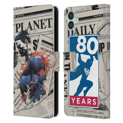 Superman DC Comics 80th Anniversary Newspaper Leather Book Wallet Case Cover For Samsung Galaxy M04 5G / A04e