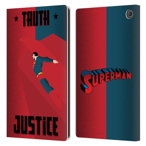 Superman DC Comics Character Art Truth And Justice 2 Leather Book Wallet Case Cover For Amazon Fire Max 11 2023