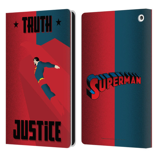 Superman DC Comics Character Art Truth And Justice 2 Leather Book Wallet Case Cover For Amazon Fire HD 8/Fire HD 8 Plus 2020