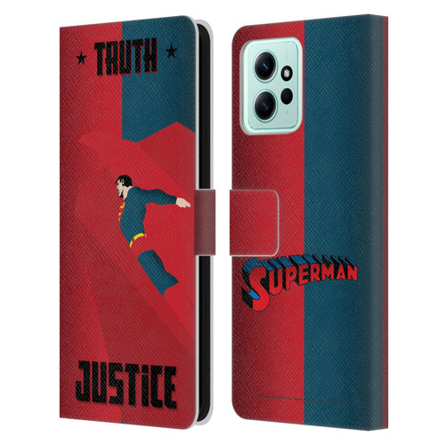 Superman DC Comics Character Art Truth And Justice 2 Leather Book Wallet Case Cover For Xiaomi Redmi 12