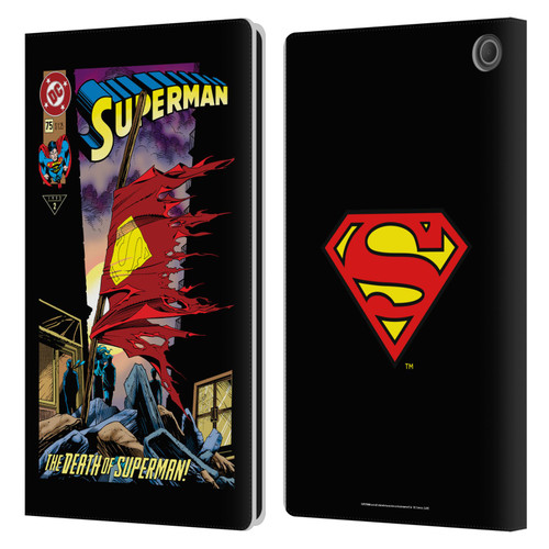 Superman DC Comics Famous Comic Book Covers Death Leather Book Wallet Case Cover For Amazon Fire Max 11 2023