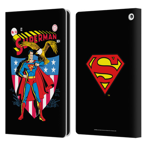 Superman DC Comics Famous Comic Book Covers Number 14 Leather Book Wallet Case Cover For Amazon Fire HD 8/Fire HD 8 Plus 2020