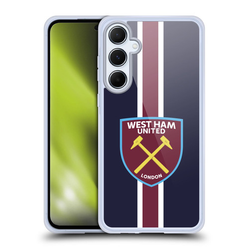 West Ham United FC Crest Stripes Soft Gel Case for Samsung Galaxy A55 5G