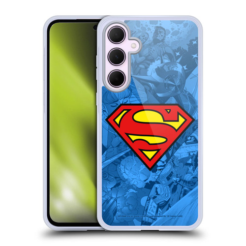 Superman DC Comics Comicbook Art Collage Soft Gel Case for Samsung Galaxy A35 5G