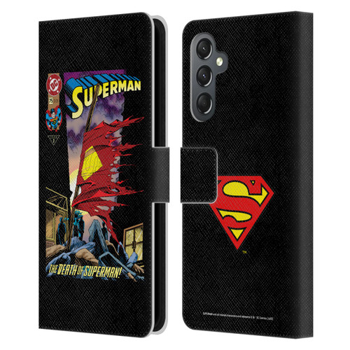 Superman DC Comics Famous Comic Book Covers Death Leather Book Wallet Case Cover For Samsung Galaxy A25 5G
