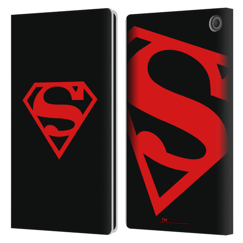 Superman DC Comics Logos Black And Red Leather Book Wallet Case Cover For Amazon Fire Max 11 2023