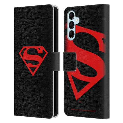 Superman DC Comics Logos Black And Red Leather Book Wallet Case Cover For Samsung Galaxy M14 5G