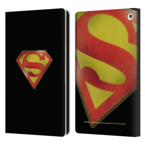 Superman DC Comics Vintage Fashion Logo Leather Book Wallet Case Cover For Amazon Fire HD 8/Fire HD 8 Plus 2020
