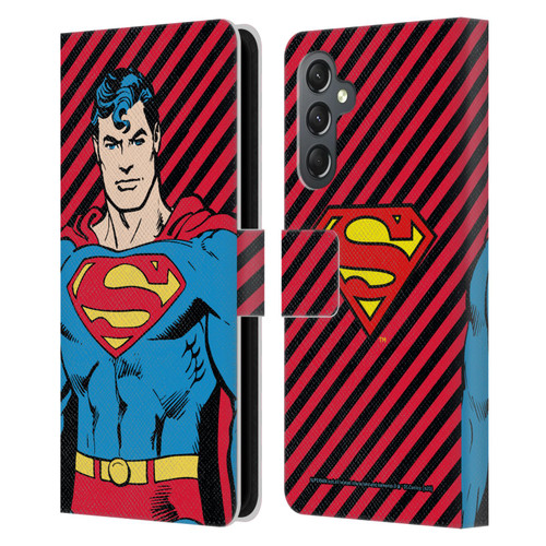 Superman DC Comics Vintage Fashion Stripes Leather Book Wallet Case Cover For Samsung Galaxy A25 5G