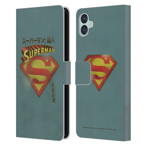 Superman DC Comics Vintage Fashion Japanese Logo Leather Book Wallet Case Cover For Samsung Galaxy M04 5G / A04e