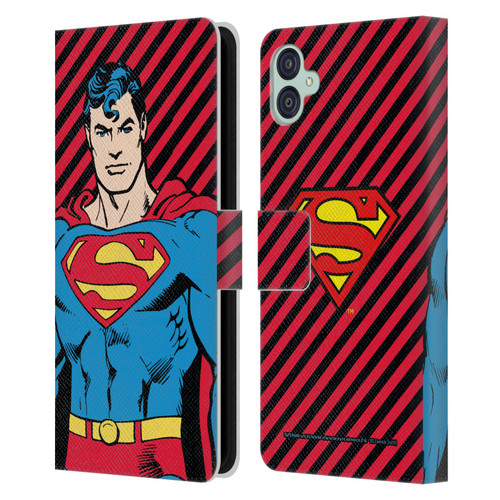 Superman DC Comics Vintage Fashion Stripes Leather Book Wallet Case Cover For Samsung Galaxy M04 5G / A04e