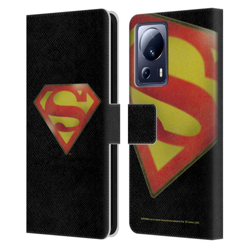 Superman DC Comics Vintage Fashion Logo Leather Book Wallet Case Cover For Xiaomi 13 Lite 5G