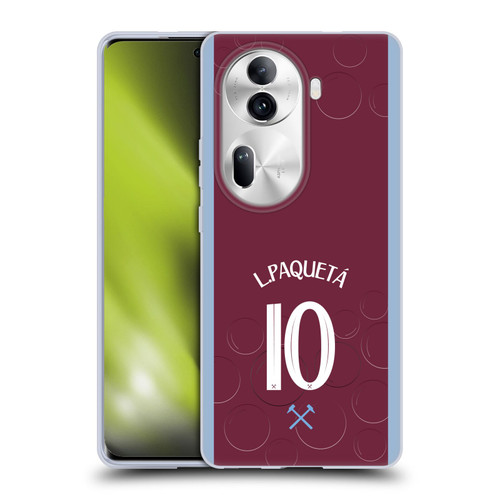 West Ham United FC 2023/24 Players Home Kit Lucas Paquetá Soft Gel Case for OPPO Reno11 Pro
