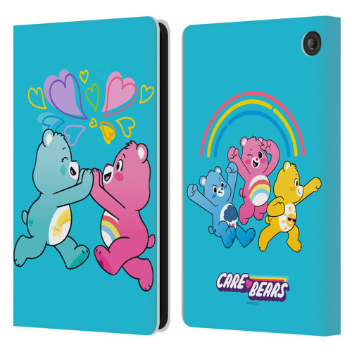 Care Bears Characters Funshine, Cheer And Grumpy Group 2 Leather Book Wallet Case Cover For Amazon Fire 7 2022