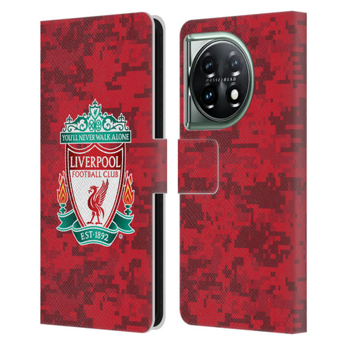 Liverpool Football Club Digital Camouflage Home Red Crest Leather Book Wallet Case Cover For OnePlus 11 5G