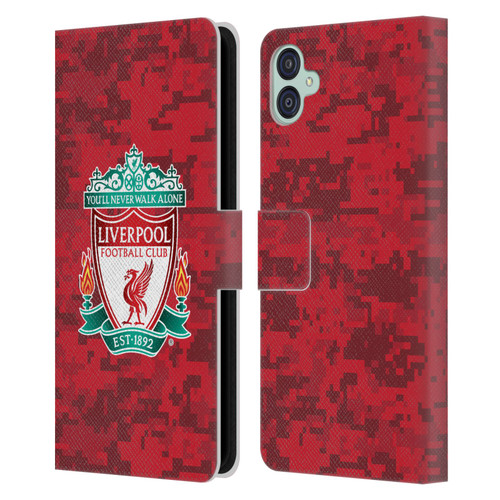 Liverpool Football Club Digital Camouflage Home Red Crest Leather Book Wallet Case Cover For Samsung Galaxy M04 5G / A04e