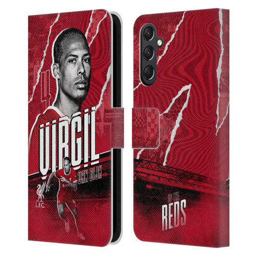 Liverpool Football Club 2023/24 First Team Virgil van Dijk Leather Book Wallet Case Cover For Samsung Galaxy A24 4G / M34 5G