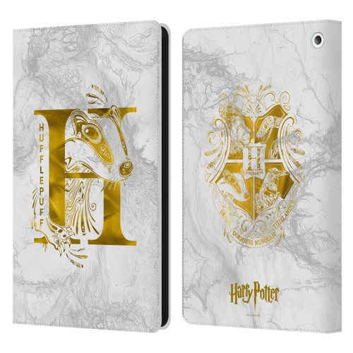 Harry Potter Deathly Hallows IX Hufflepuff Aguamenti Leather Book Wallet Case Cover For Amazon Fire HD 8/Fire HD 8 Plus 2020