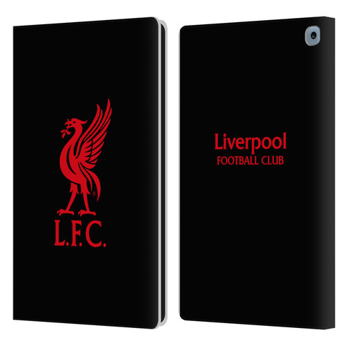 Liverpool Football Club Liver Bird Red Logo On Black Leather Book Wallet Case Cover For Amazon Fire HD 10 / Plus 2021