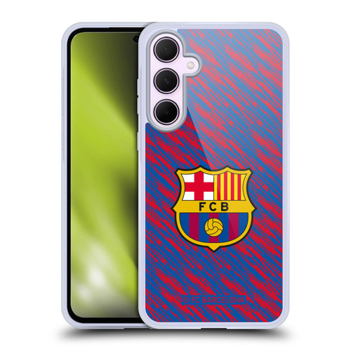 FC Barcelona Crest Patterns Glitch Soft Gel Case for Samsung Galaxy A35 5G