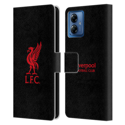 Liverpool Football Club Liver Bird Red Logo On Black Leather Book Wallet Case Cover For Motorola Moto G14