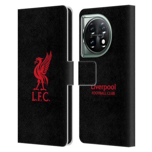 Liverpool Football Club Liver Bird Red Logo On Black Leather Book Wallet Case Cover For OnePlus 11 5G