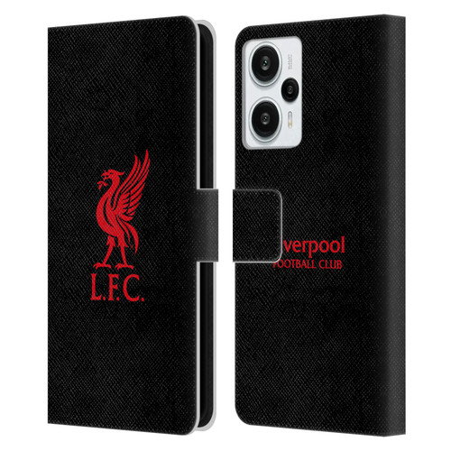 Liverpool Football Club Liver Bird Red Logo On Black Leather Book Wallet Case Cover For Xiaomi Redmi Note 12T