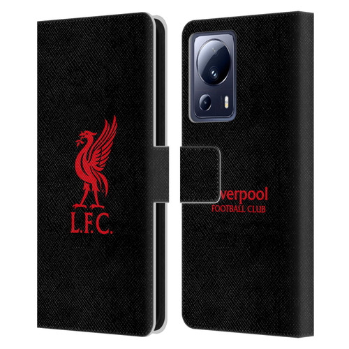 Liverpool Football Club Liver Bird Red Logo On Black Leather Book Wallet Case Cover For Xiaomi 13 Lite 5G