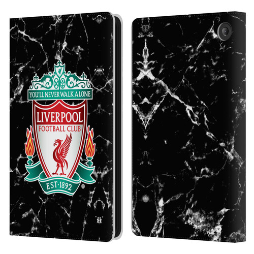 Liverpool Football Club Marble Black Crest Leather Book Wallet Case Cover For Amazon Fire 7 2022