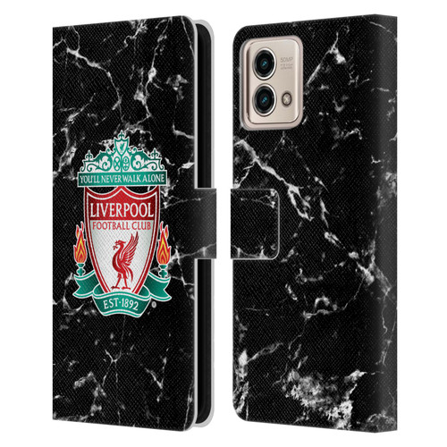 Liverpool Football Club Marble Black Crest Leather Book Wallet Case Cover For Motorola Moto G Stylus 5G 2023