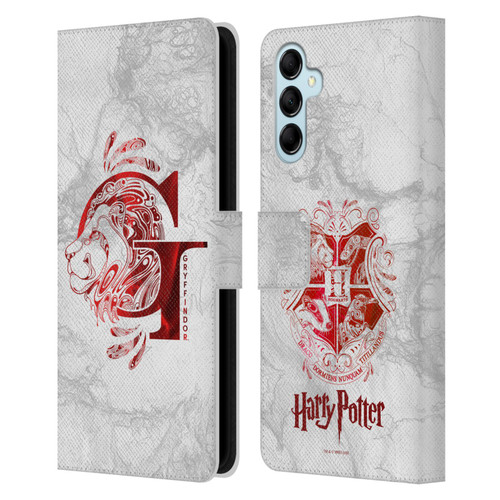 Harry Potter Deathly Hallows IX Gryffindor Aguamenti Leather Book Wallet Case Cover For Samsung Galaxy M14 5G