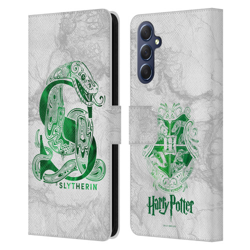 Harry Potter Deathly Hallows IX Slytherin Aguamenti Leather Book Wallet Case Cover For Samsung Galaxy M54 5G