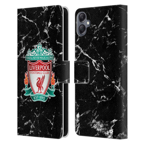 Liverpool Football Club Marble Black Crest Leather Book Wallet Case Cover For Samsung Galaxy A05