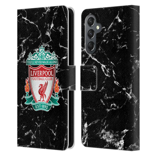 Liverpool Football Club Marble Black Crest Leather Book Wallet Case Cover For Samsung Galaxy A25 5G